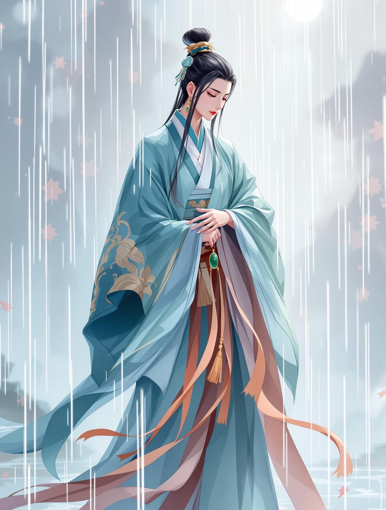 日漫画 - 青衫烟雨录，一袭青衫，半城烟雨，红尘万丈不及你回眸一瞬